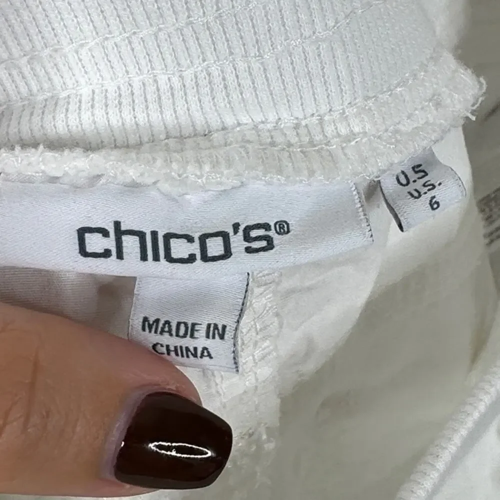 Chico's Pull On Cargo Utility Shorts White Elastic Waist Womens Size 0.5 (US 6) - Picture 6 of 7